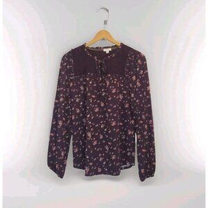 Mason & Belle Floral LS Blouse Women's Size Medium Plum Cottagecore Grandmacore